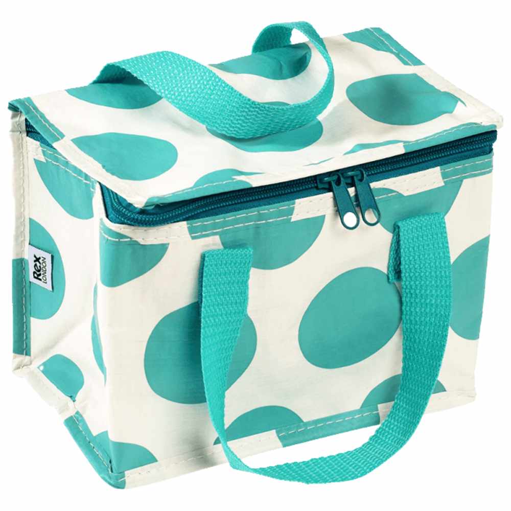 Rex London - Insulated Lunch Bag - Turquoise On White Spotlight