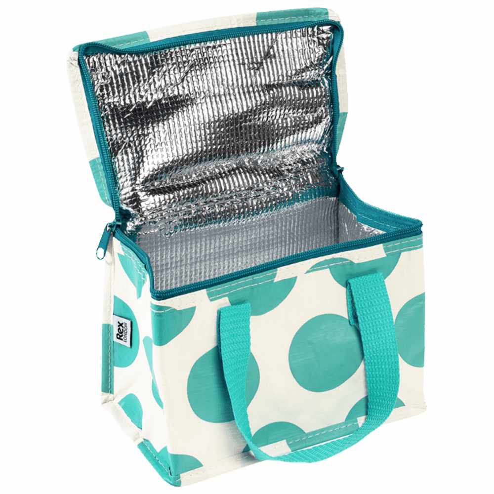 Rex London - Insulated Lunch Bag - Turquoise On White Spotlight
