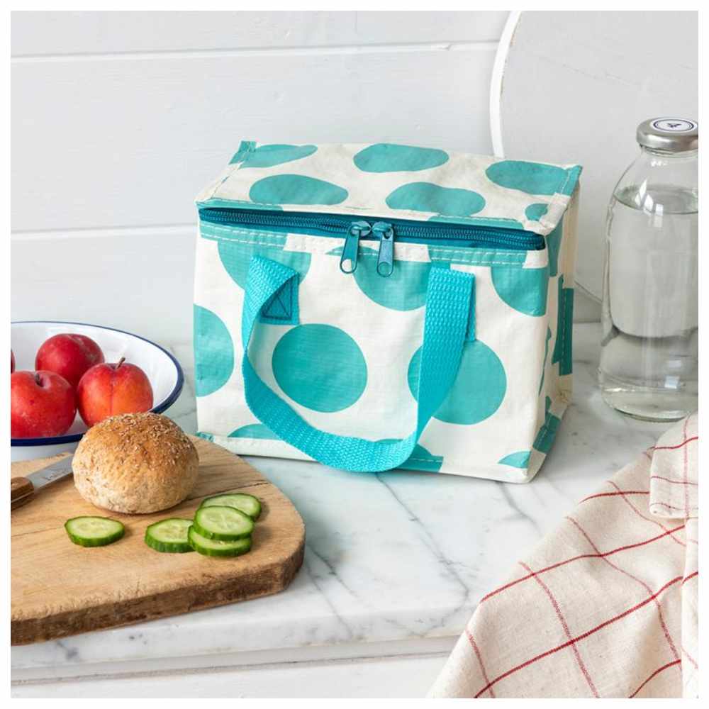 Rex London - Insulated Lunch Bag - Turquoise On White Spotlight