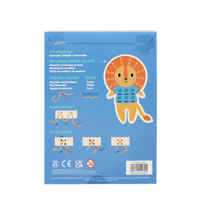 Rex London - Learn To Sew Wooden Hand-stitch Set - Lion