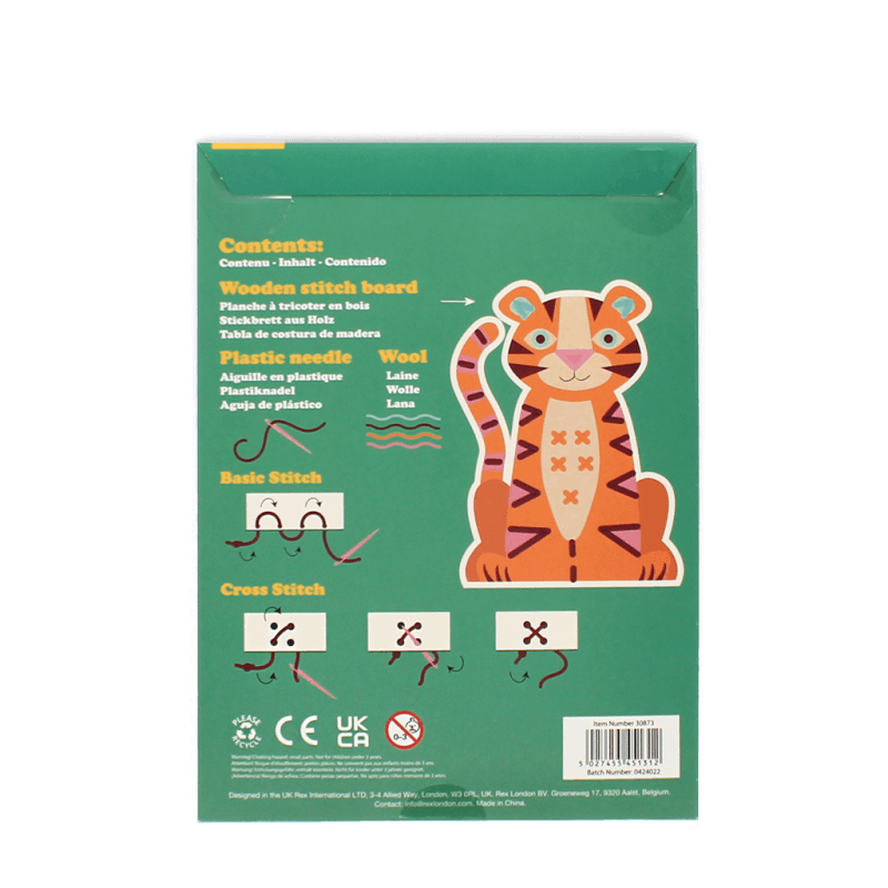 Rex London - Learn To Sew Wooden Hand-stitch Set - Tiger