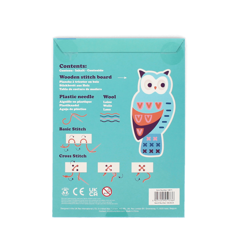 Rex London - Learn To Sew Wooden Hand-stitch Set - Owl