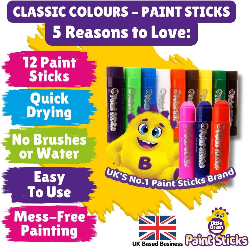 Little Brian - Paint Sticks Classic Colors - Multicolor - 12 Pc Set