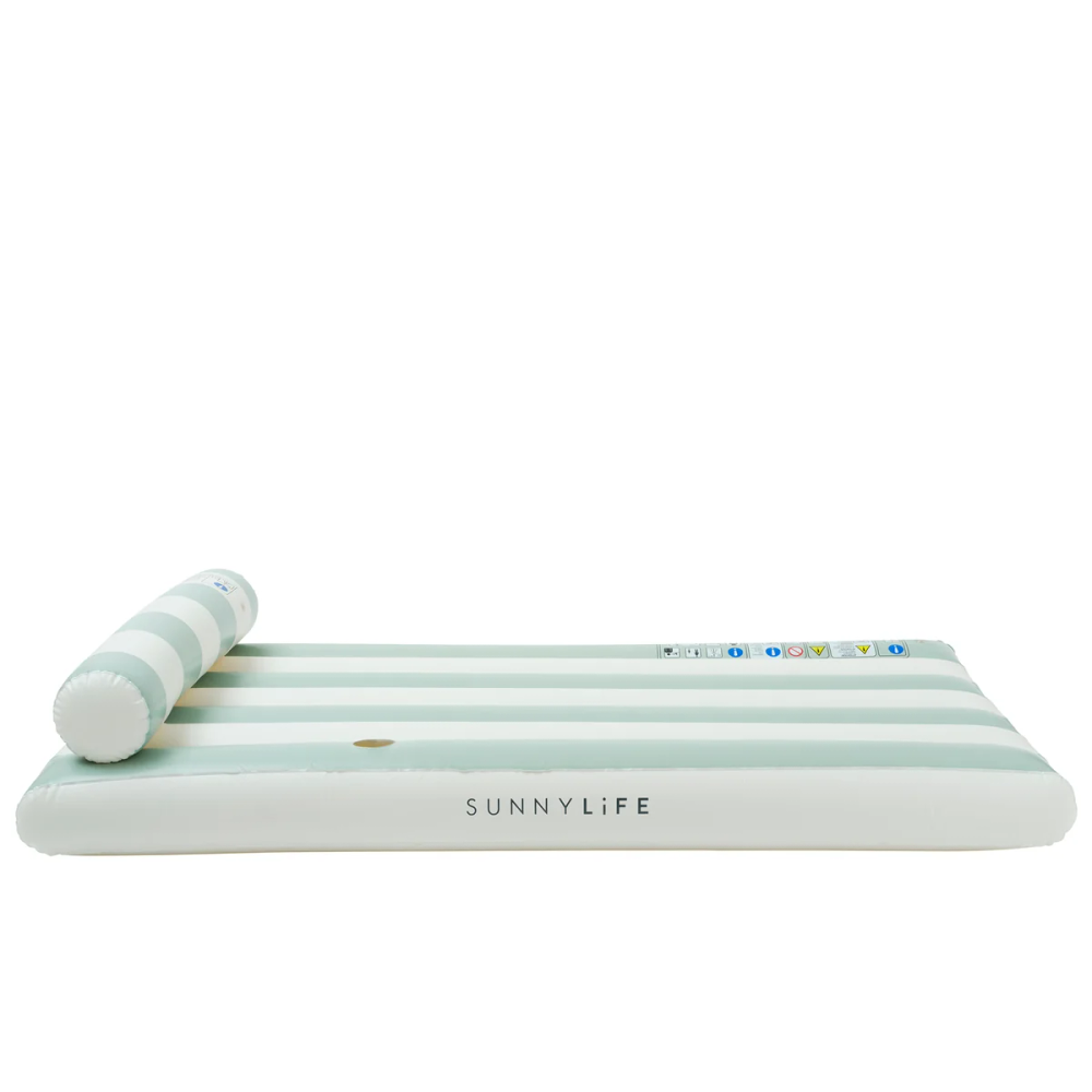 SunnyLife - Luxe Lilo Inflatable Pool Float Lounger - Green Stripe