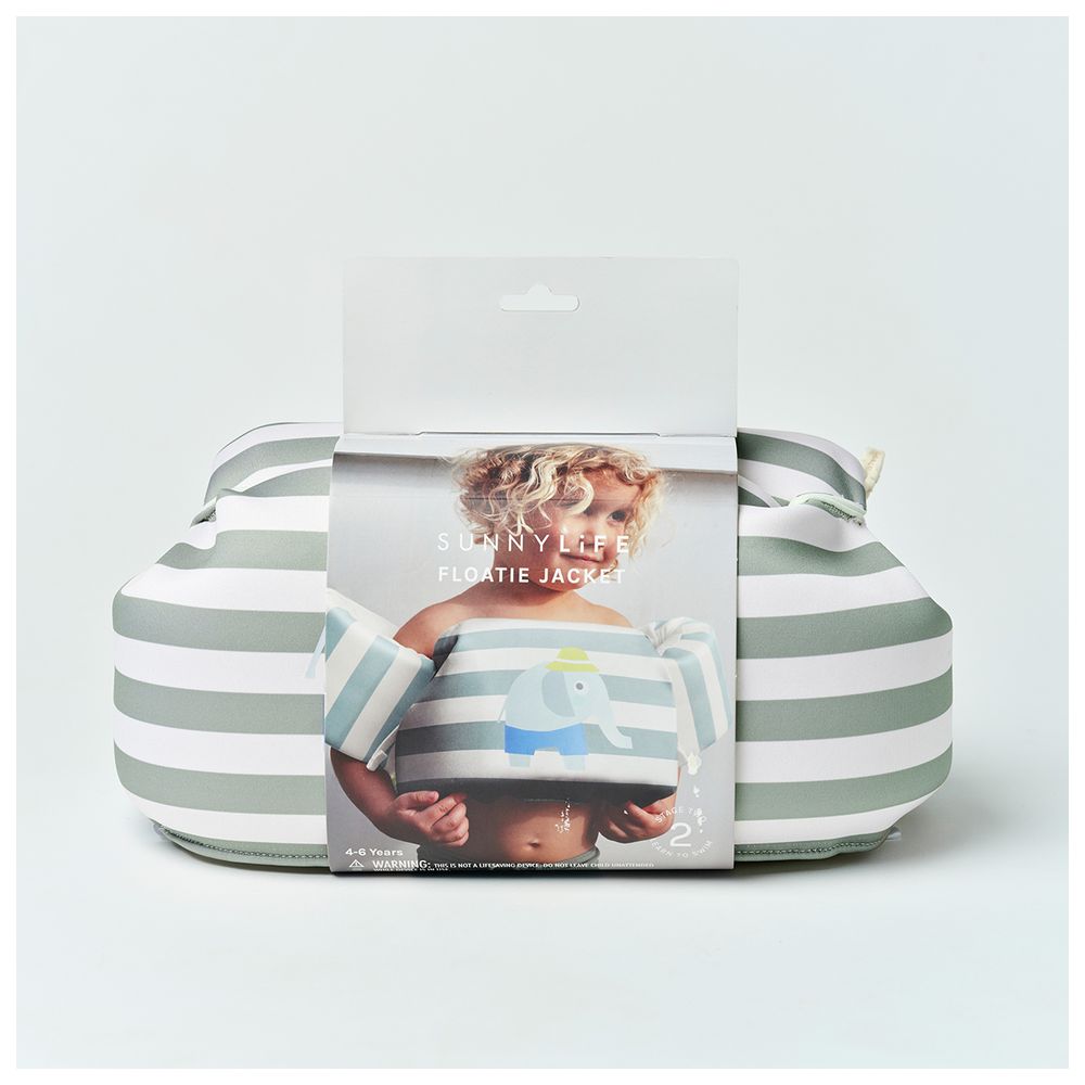 SunnyLife - Eli the Elephant Floatie Jacket - Green Stripe