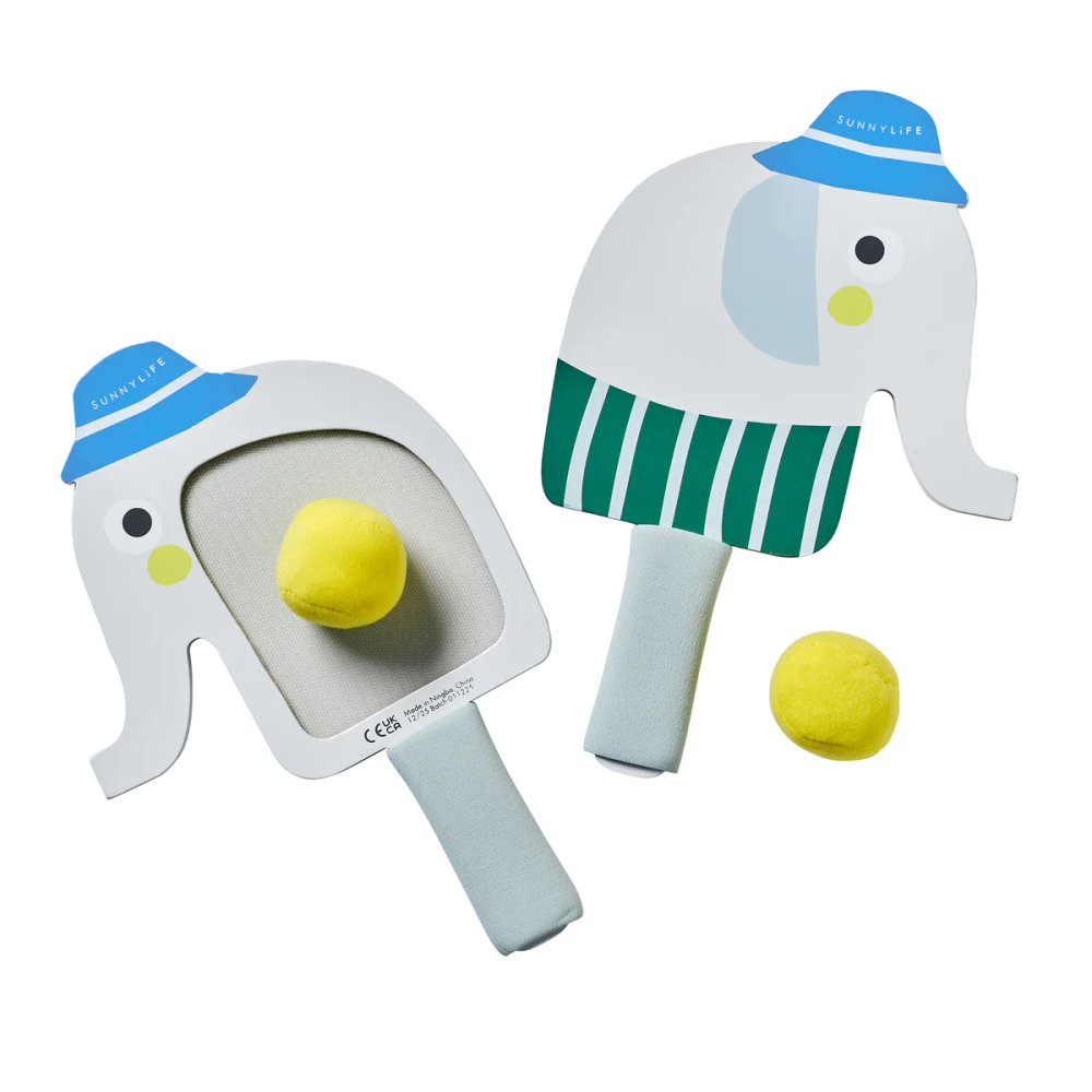 SunnyLife - Kids Velcro Beach Bats Set - Eli The Elephant - 2 Pcs