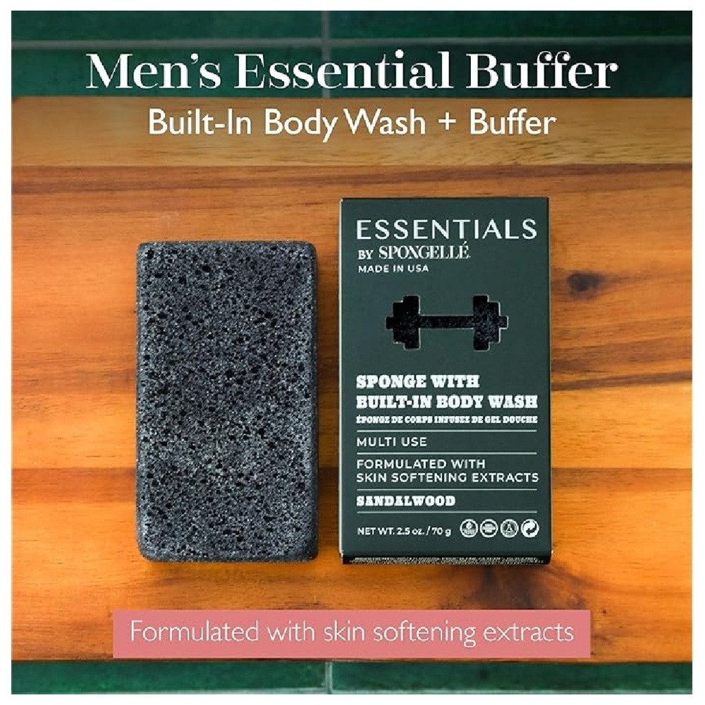 Spongelle - Essentials Men's Sandalwood Body Wash Infused Buffer - 70 gm