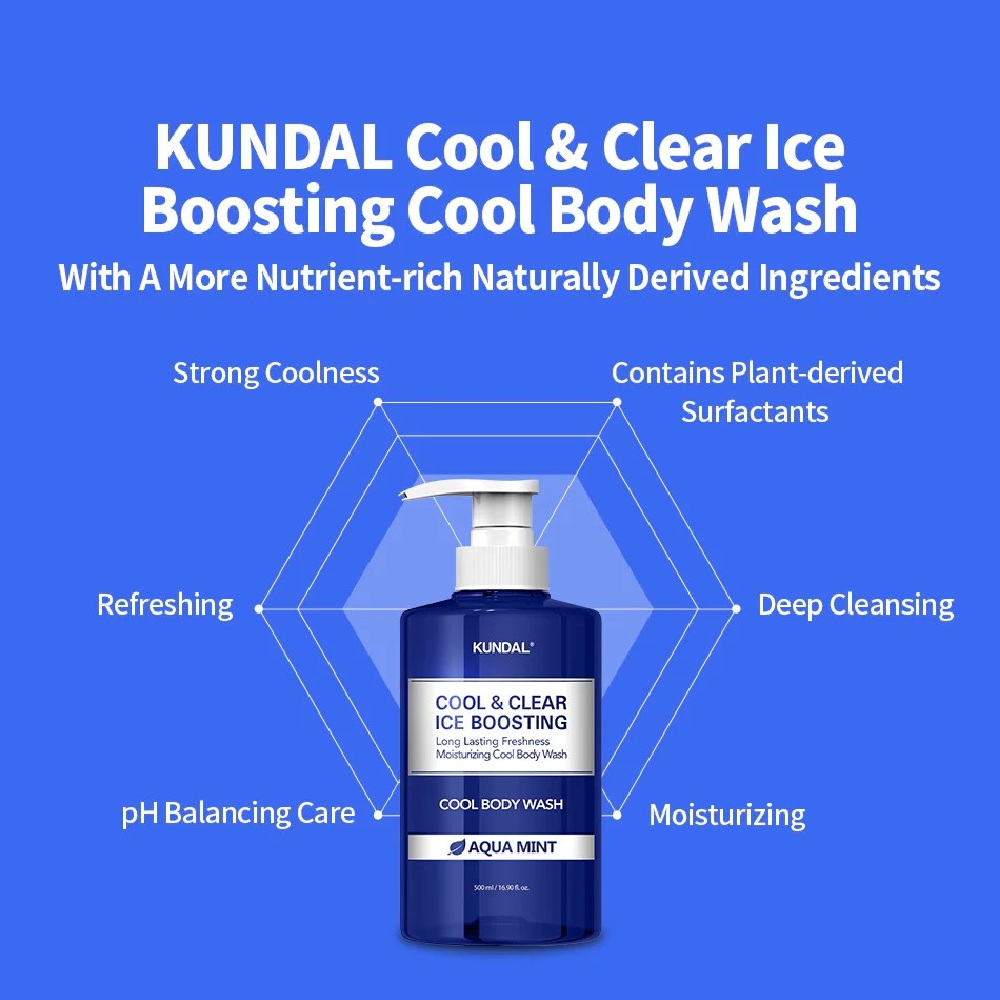 Kundal - Cool & Clear Ice Boosting Body Wash - Aqua Mint - 500ml
