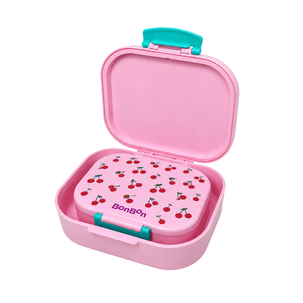 Bonbon - 4-Compartment Lunch Box - Cherries - 2 Pc Set