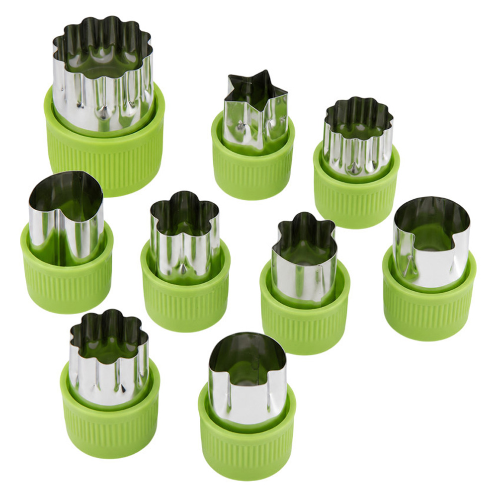 Bonbon - Stainless Steel Fruit And Vegetable Cutter - Green - 9 Pc Set