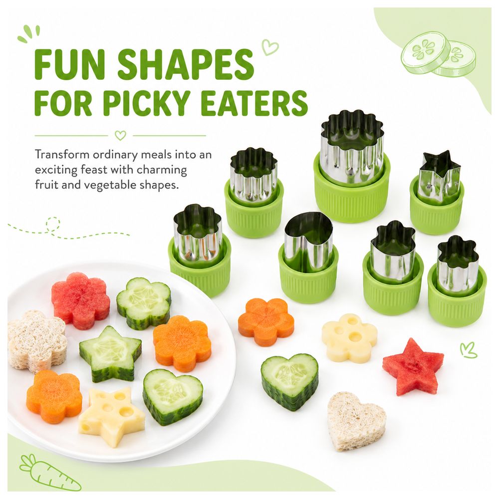 Bonbon - Stainless Steel Fruit And Vegetable Cutter - Green - 9 Pc Set