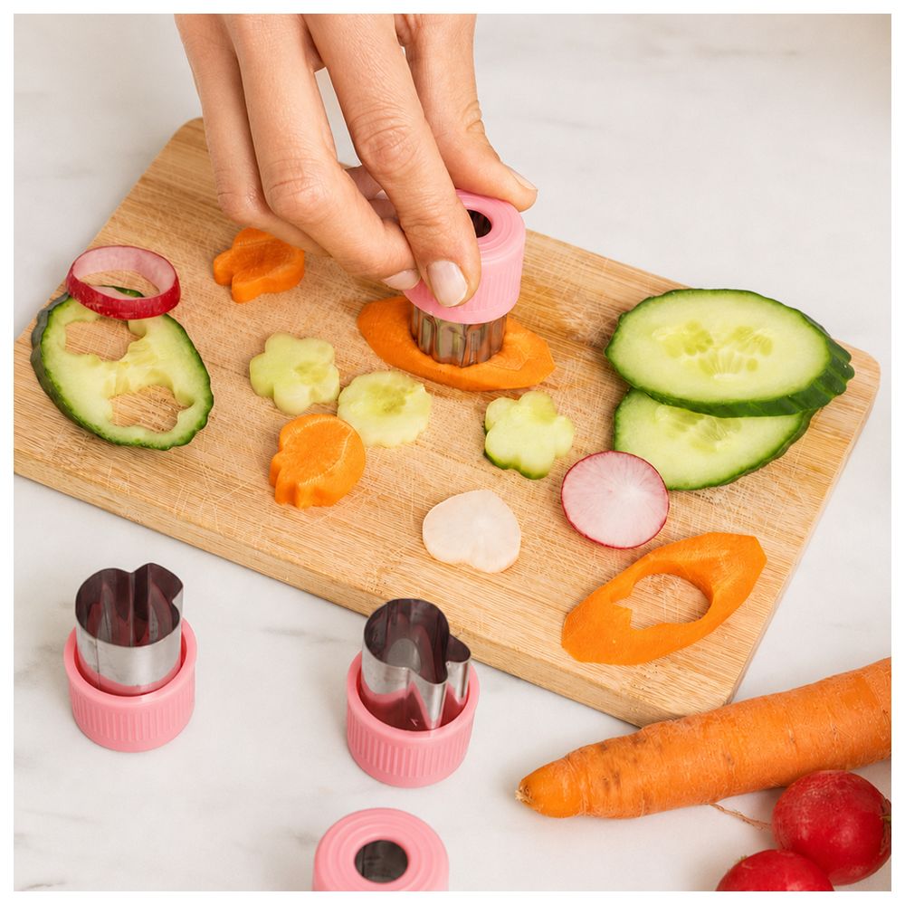 Bonbon - Stainless Steel Fruit And Vegetable Cutter - Pink - 9 Pc Set
