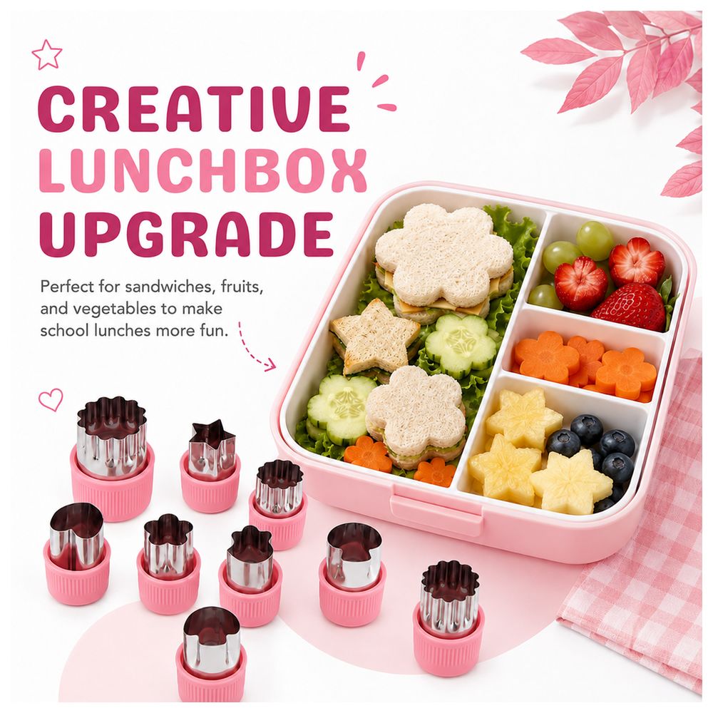 Bonbon - Stainless Steel Fruit And Vegetable Cutter - Pink - 9 Pc Set