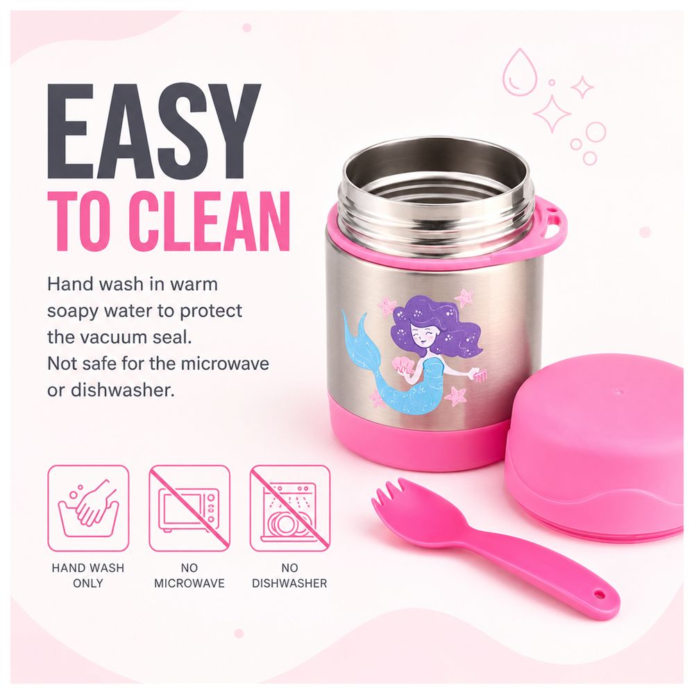 Bonbon - Stainless Steel Food Jar With Spork - Mermaid - 300 ml