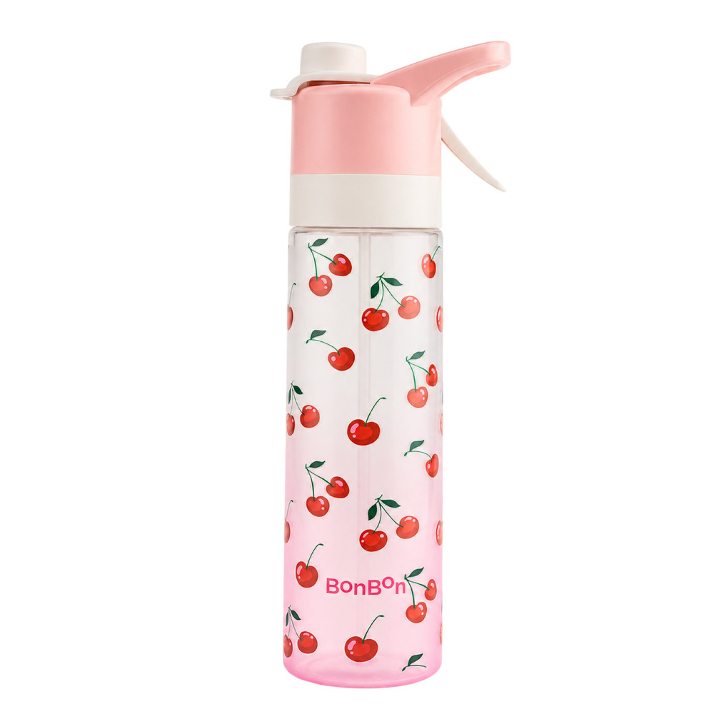 Bonbon - Tritan Water Bottle With Cooling Spray - Cherries - 650 ml 