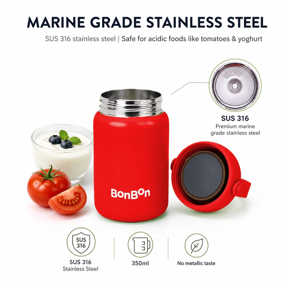 Bonbon - Insulated Stainless Steel Food Jar - Red - 350 ml