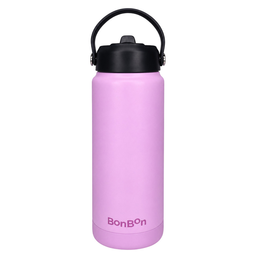 Bonbon - Steel Water Bottle With Straw Lid - Light Pink - 750 ml