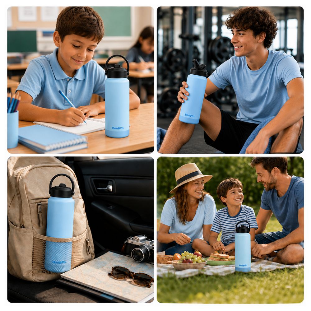 Bonbon - Steel Water Bottle With Straw Lid - 750 ml