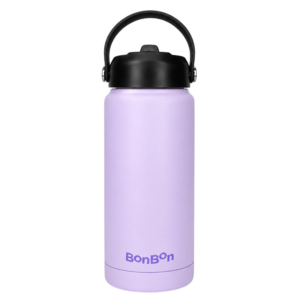 Bonbon - Steel Water Bottle With Straw Lid - Purple - 750 ml