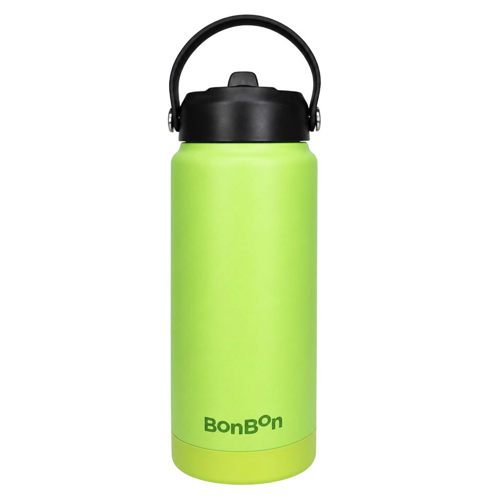 Bonbon - Steel Water Bottle With Straw Lid - Light Green - 750 ml
