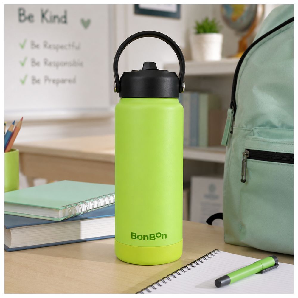 Bonbon - Steel Water Bottle With Straw Lid - Light Green - 750 ml
