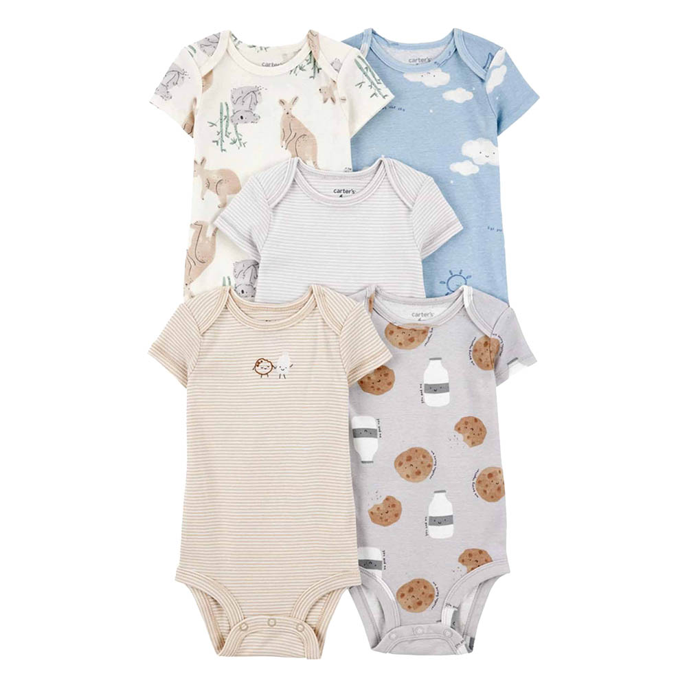 Carter's Baby Boy's Dinosaur Printed Bodysuits - 5 Pcs