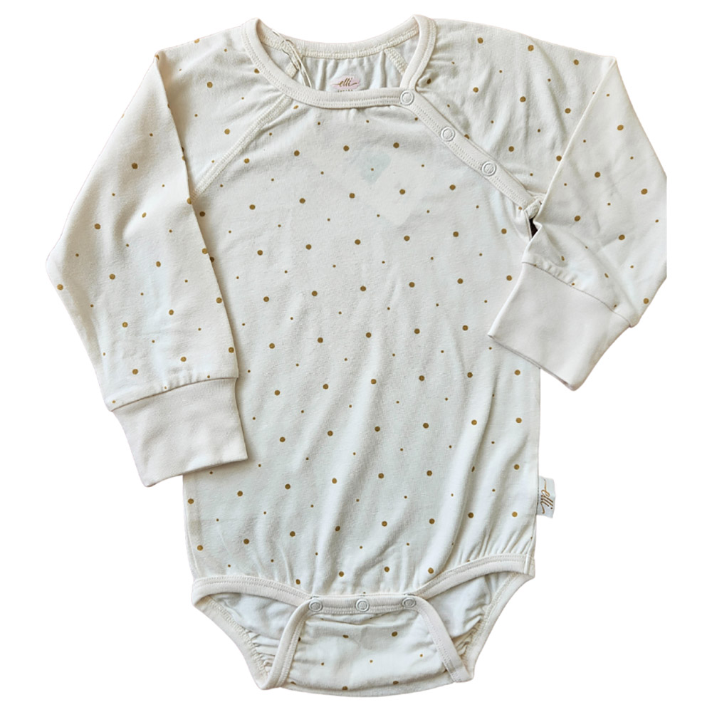 Elli Junior Bamboo Full Sleeves Bodysuit with Golden Dots - Beige