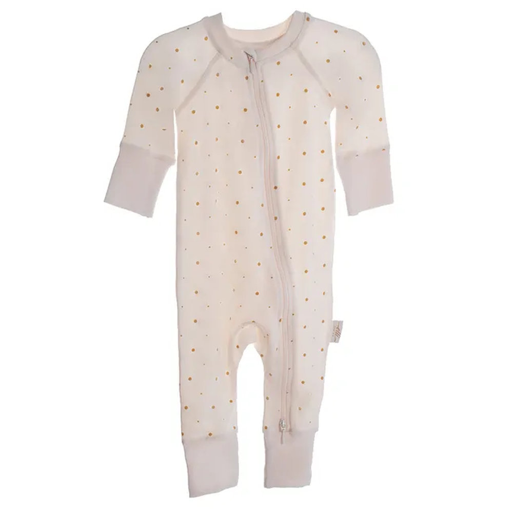 Elli Junior Bamboo Two Way Zip Pyjamas with Golden Dots - Beige