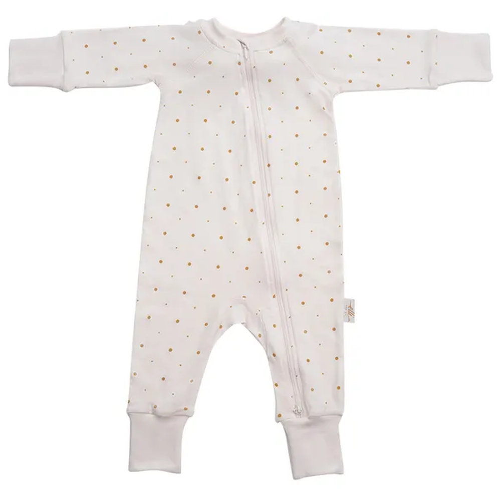 Elli Junior Bamboo Two Way Zip Pyjamas with Golden Dots - Beige