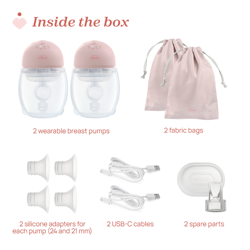 Chicco - Double Wearable Electric Breast Pump Set - Pink - 2 Pcs
