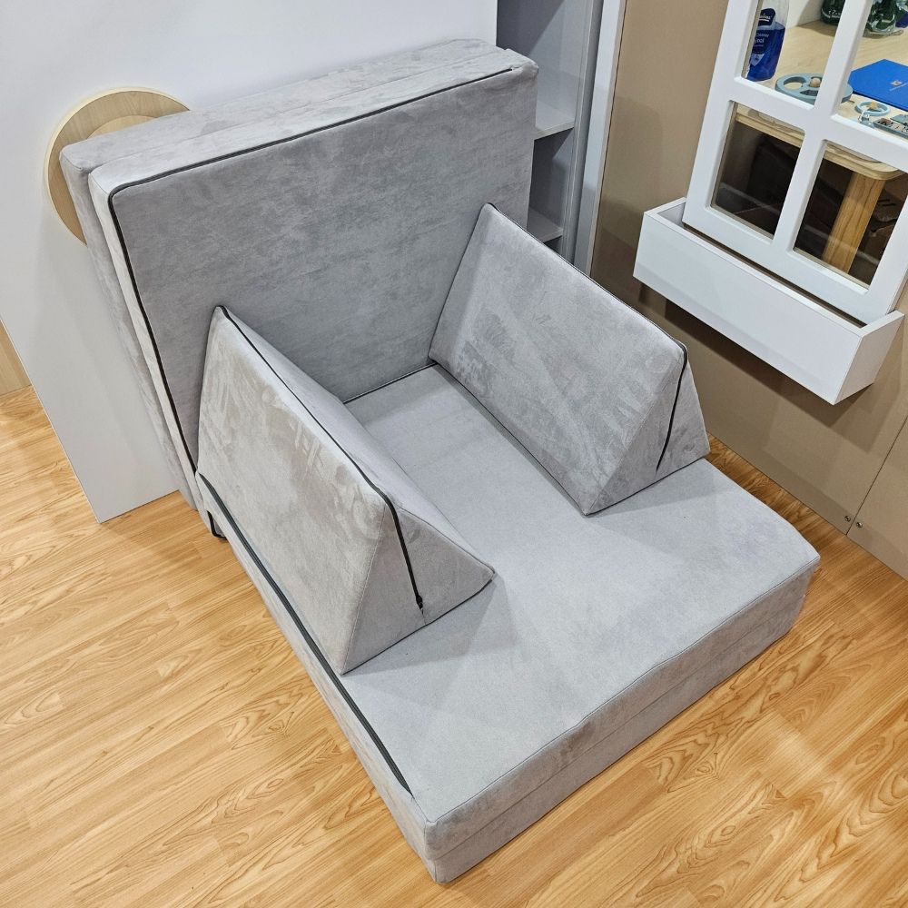 Moon Kids - Play Sofa - Light Grey Suede