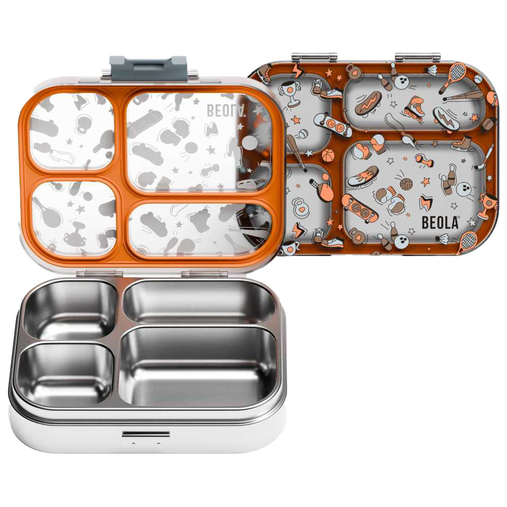 Beola - Stainless Steel 4 Compartment Bento Lunch Box - Sports Day