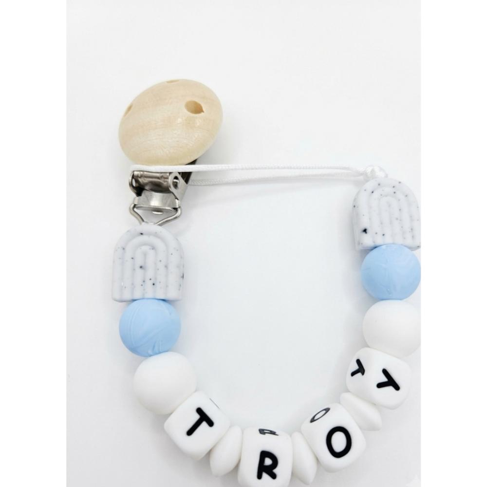 Maxims Baby Store - Personalized Marble Pacifier Clip - Blue 