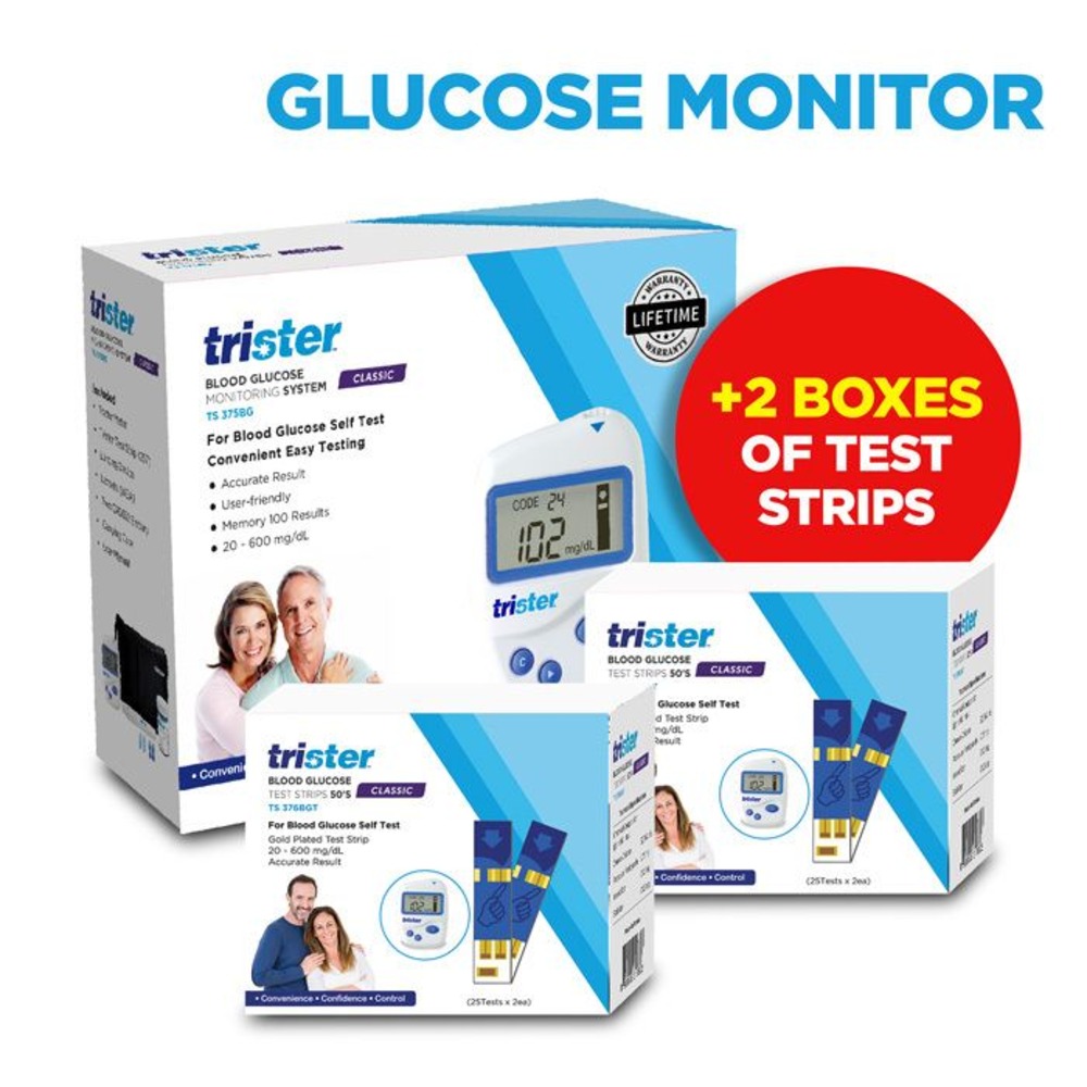 Trister - Fast & Accurate Glucose Meter - 100 Strips