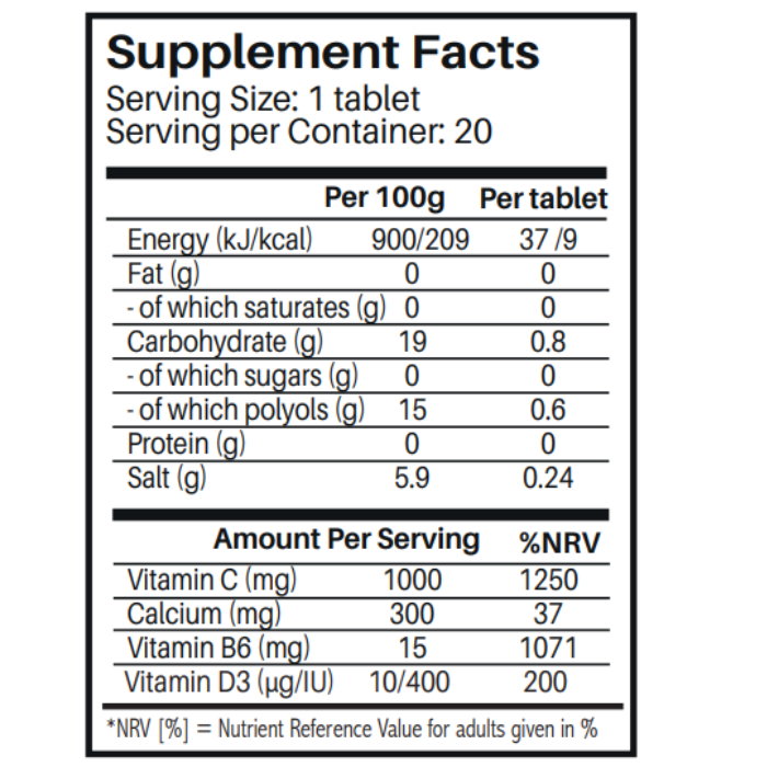 Sunshine Nutrition - Cal-C 1000 With Vitd& B6 Sugarfree 20 Tabs