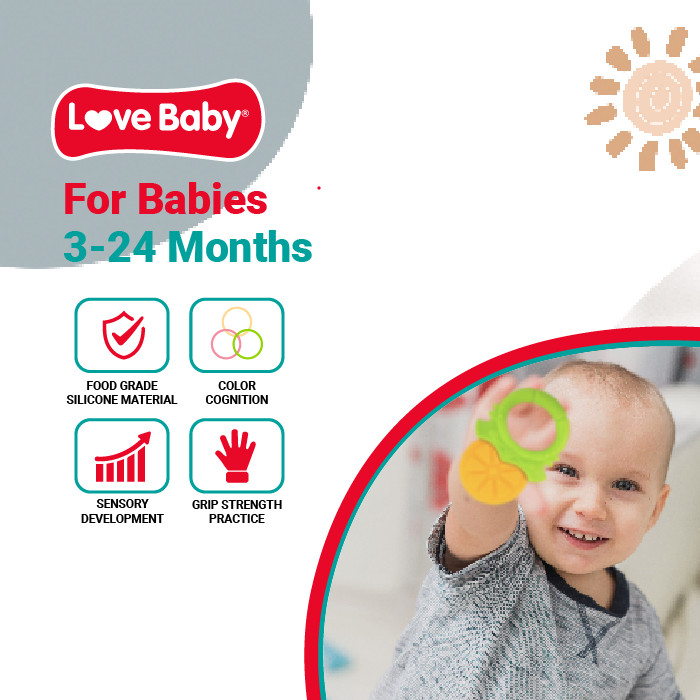 Love Baby - Soft Silicone Teether - YelloWithOrange