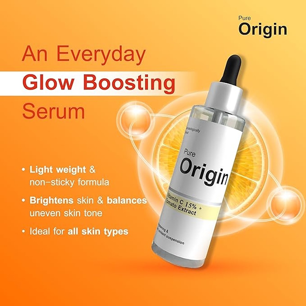 Pure Origin - Vitamin C 15% And Tomato Extract Face Serum - 30ml