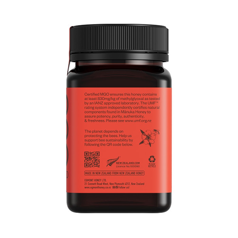 Egmont Honey - Raw Manuka Monofloral Honey - 20+ UMF & 830+ MGO - 500 gm