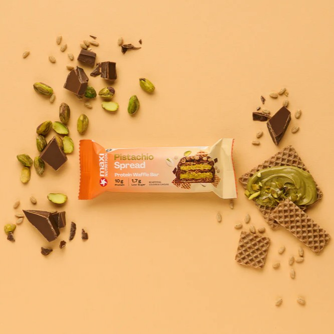 Maxi Nutrition - Protein Waffle Bar - Pistachio Spread - Pack of 12 - 39 gm