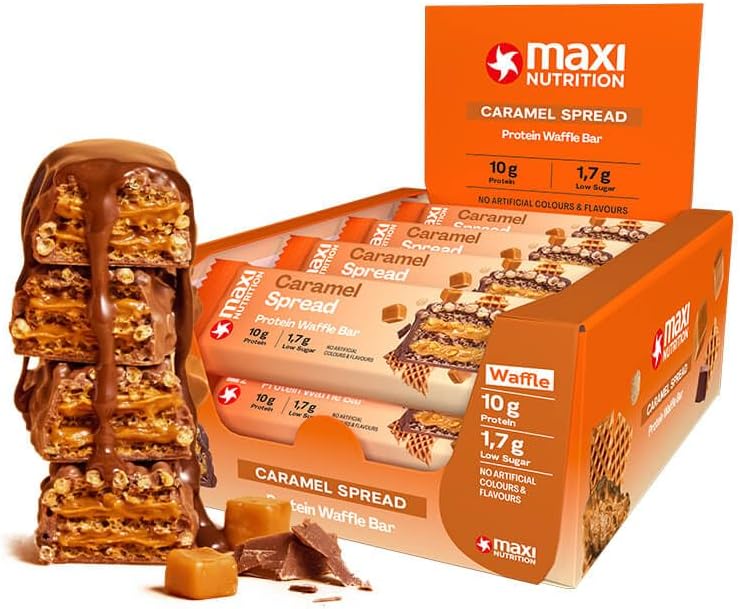 Maxi Nutrition - Protein Waffle Bar - Caramel Spread - Pack of 12 - 39 gm