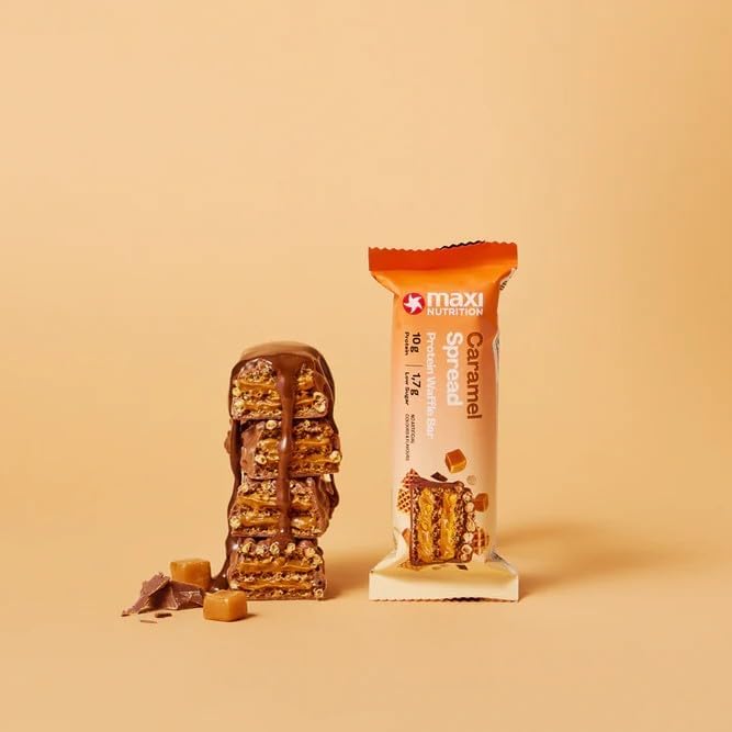 Maxi Nutrition - Protein Waffle Bar - Caramel Spread - Pack of 12 - 39 gm