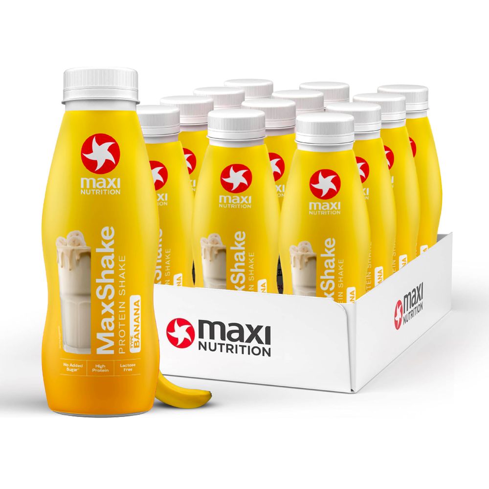 Maxi Nutrition - MaxShake Protein Shake - Banana - Pack of 12 - 330 ml