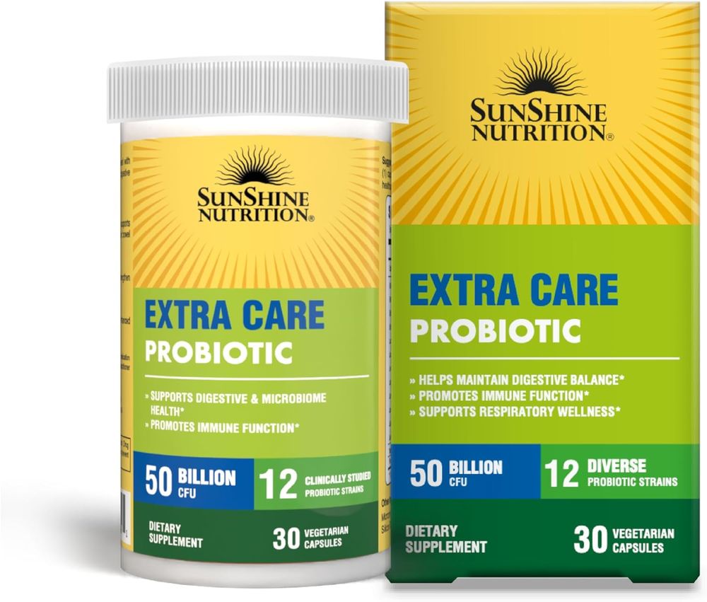 Sunshine Nutrition - Extra Care Probiotic Supplement Veg Capsules - 30 Pcs