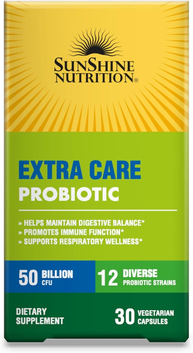 Sunshine Nutrition - Extra Care Probiotic Supplement Veg Capsules - 30 Pcs