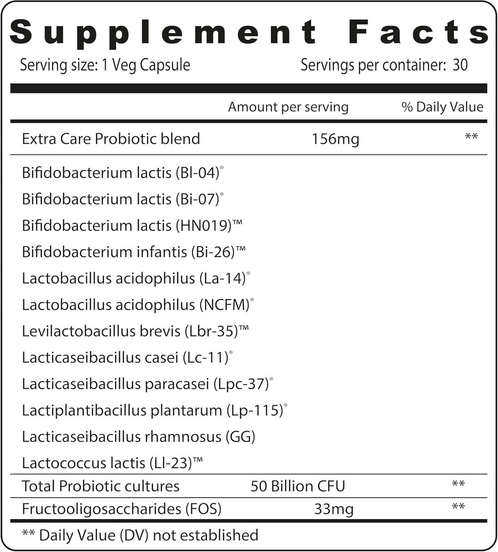 Sunshine Nutrition - Extra Care Probiotic Supplement Veg Capsules - 30 Pcs