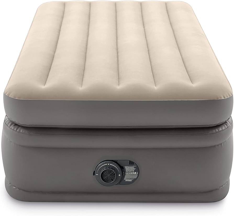 Intex - Twin Comfort Elevated Airbed With Fiber Tech - Cream