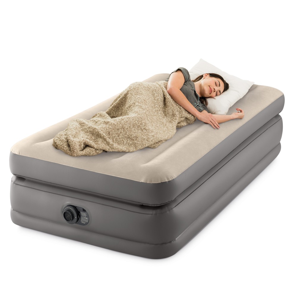 Intex - Twin Comfort Elevated Airbed With Fiber Tech - Cream