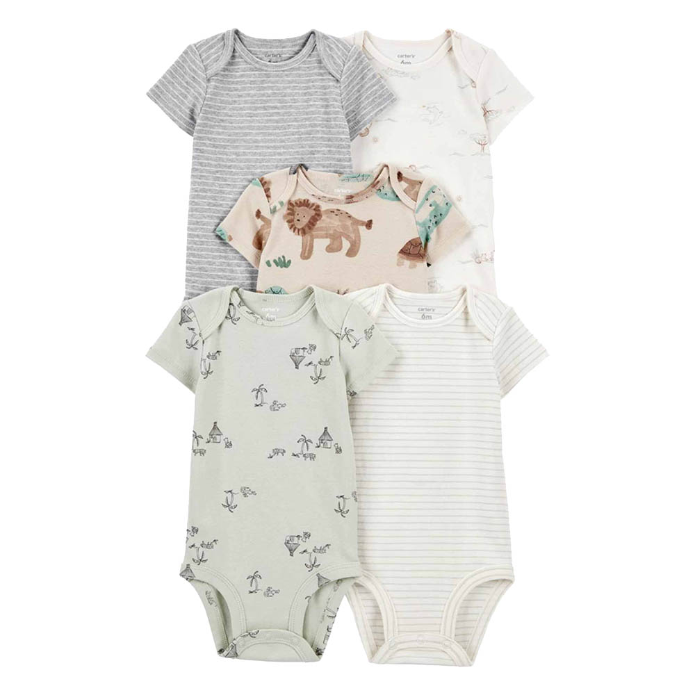 Carter's Baby Boy's Shorts Sleeves Printed Bodysuit - 5 Pcs