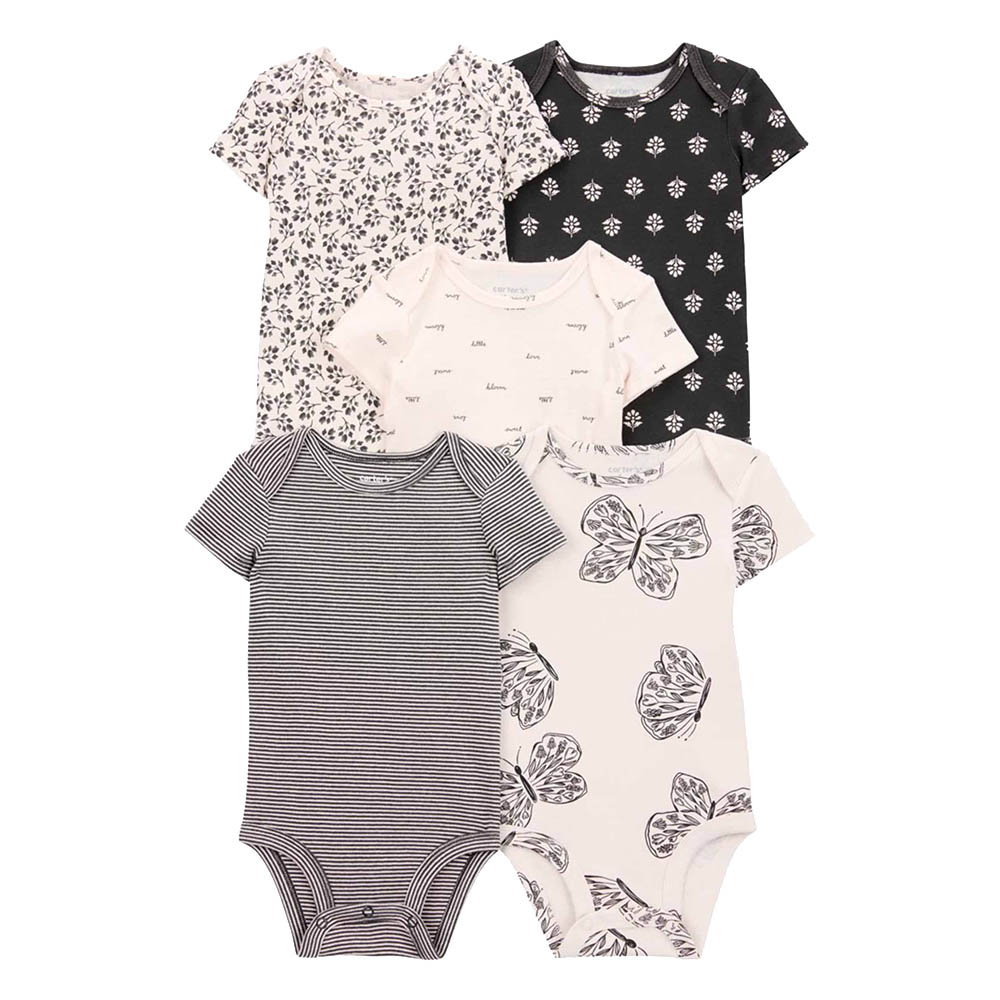Carter's Baby Girl's Printed Bodysuits - 5 Pcs