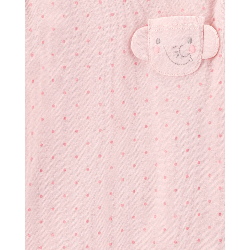 Carter's Baby Girl's Full Sleeves Bodysuit with Animal Face Pocket - 4 Pcs